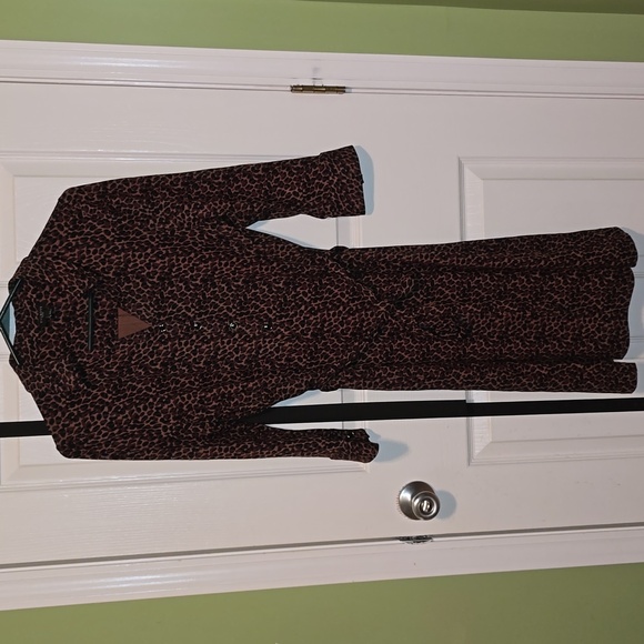 Talbots Animal Print Dress Tie Waist Large Stretch Large - Picture 10 of 10